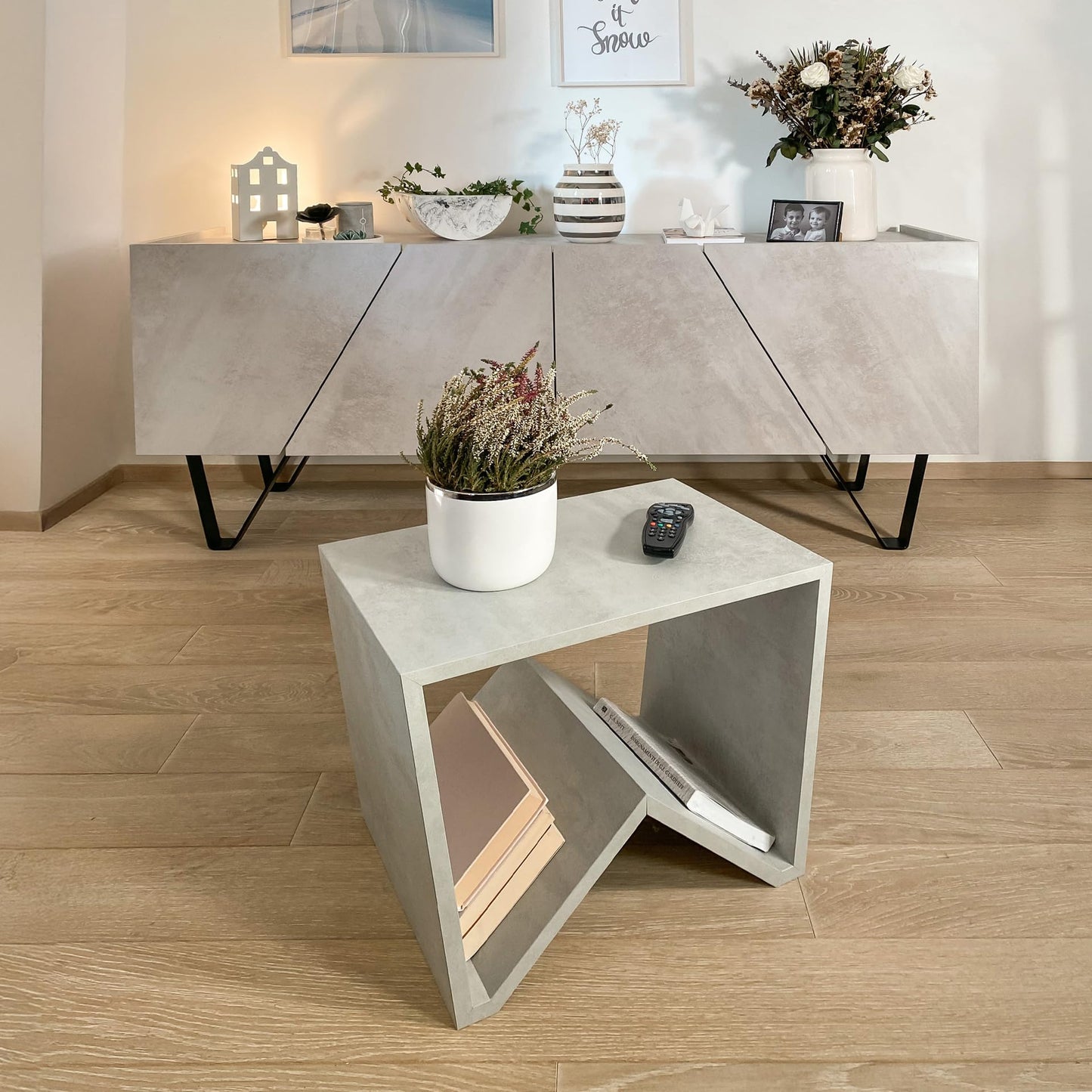 Mobili Fiver, Emma Coffee table, Concrete Effect, Grey, Made In Italy