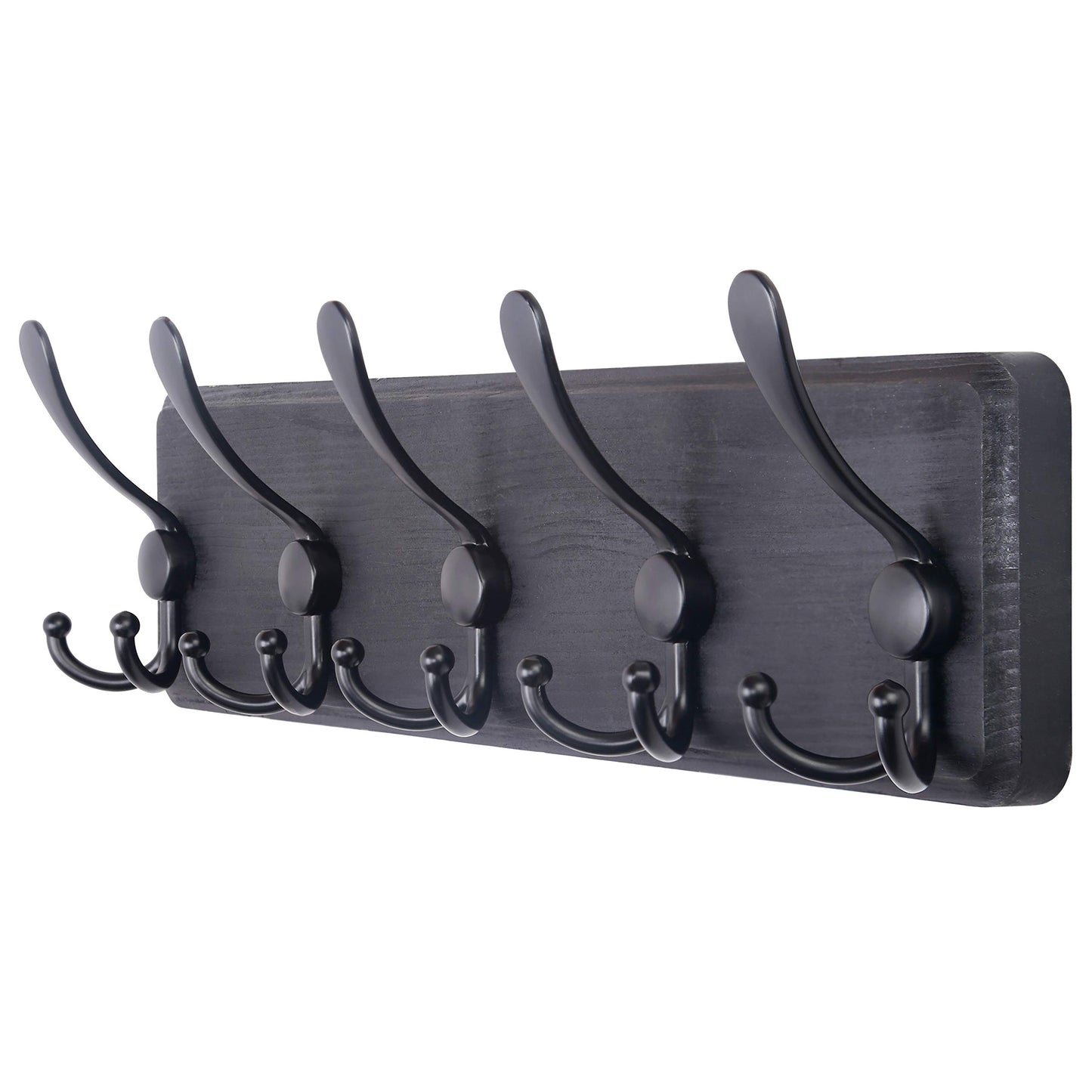 SKOLOO Coat Rack Wall Mounted - Wooden, Heavy Duty, Rustic Coat Hooks for Wall, 16'' Hole to Hole