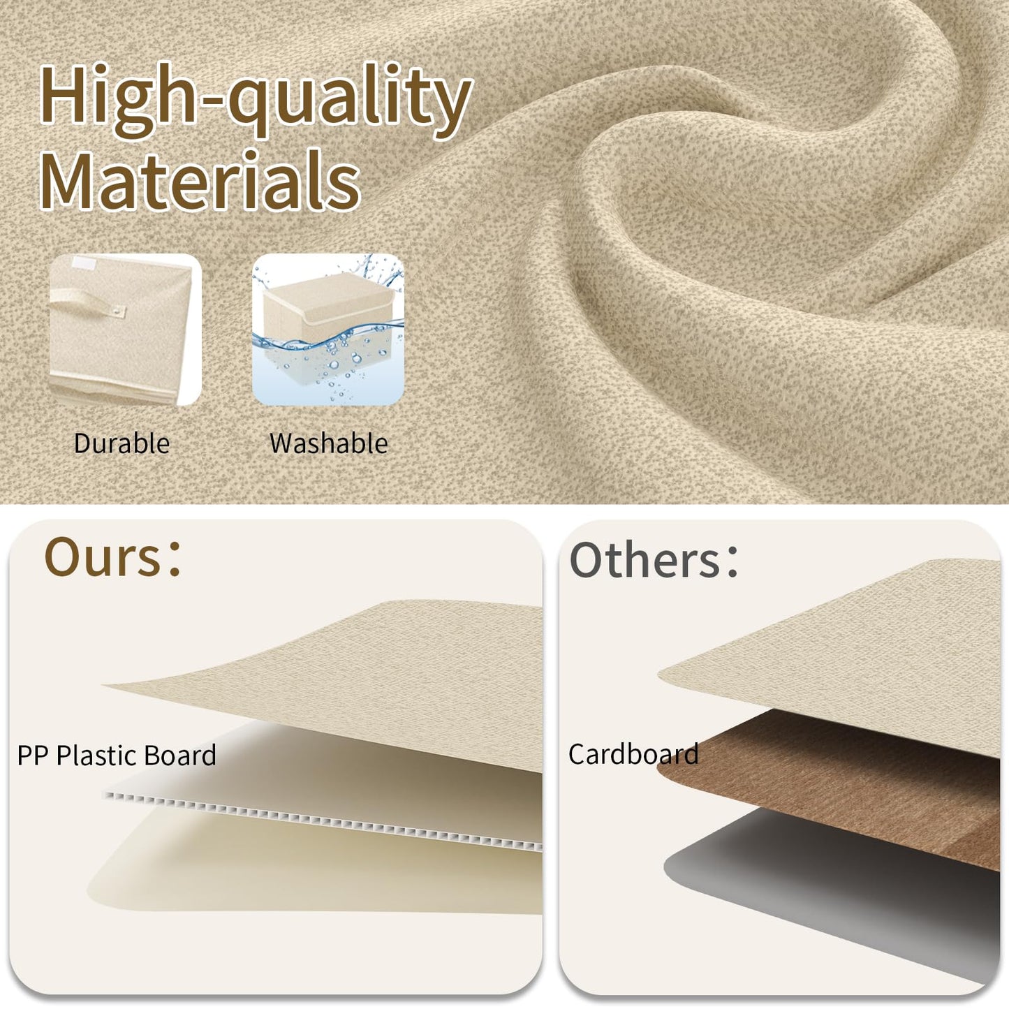 ENUMAIL Storage Bins with Handles,Grey and Beige,26x20x17cm,5 Pack