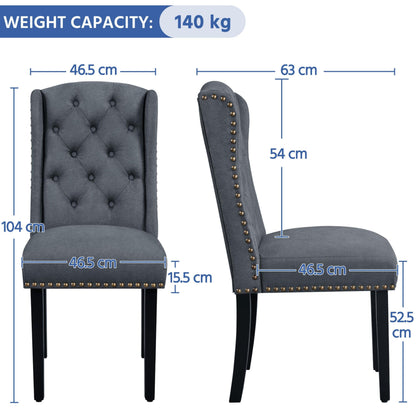 Yaheetech Classic Dining Room Chairs Set of 2 with Wooden Legs, Deep Grey