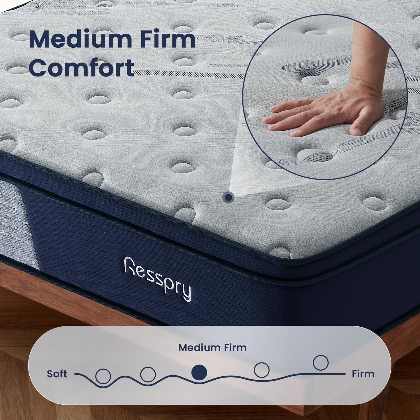 Resspry Single Mattress,12 Inch Memory Foam Sprung Mattress for Cool Sleep