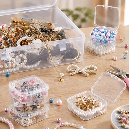YYGMSS Plastic Storage Box with Lid for Small Parts Beads Craft Items Jewellery with Labels Compartments Container Organiser 30, 5.5 * 5.5 * 2cm