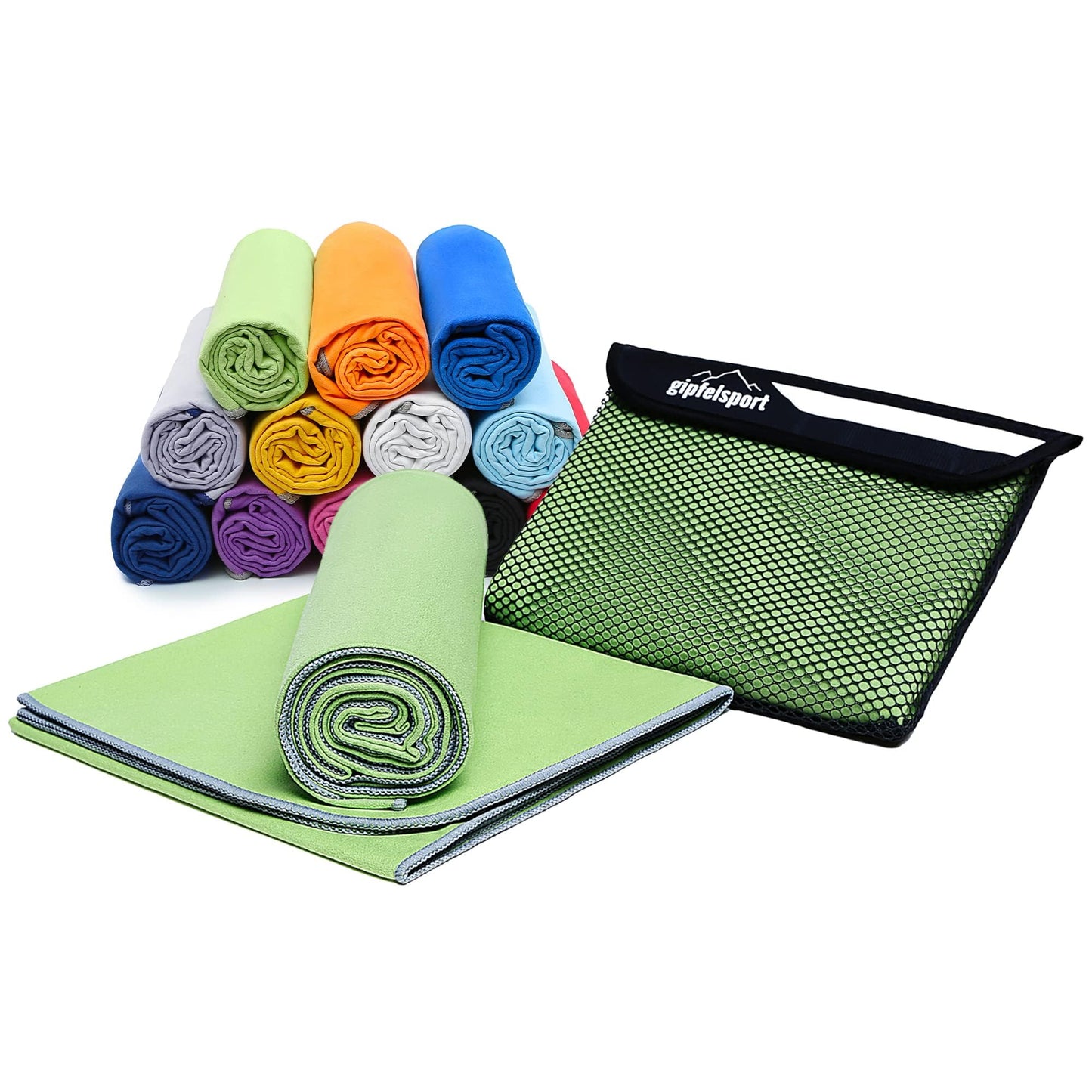 gipfelsport Microfibre Towel Set2 1x S(80x40cm) & 1x XL(180x80cm) Green