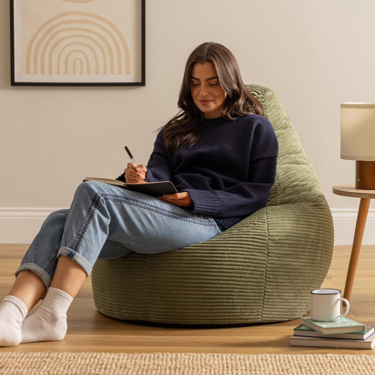 icon Dalton Cord Bean Bag with Filling Included, Green