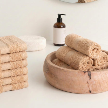 Todocama - Set of 12 Hand Towels 30 x 30 cm 100% Soft and Absorbent Cotton, 550 gsm Premium, Beige
