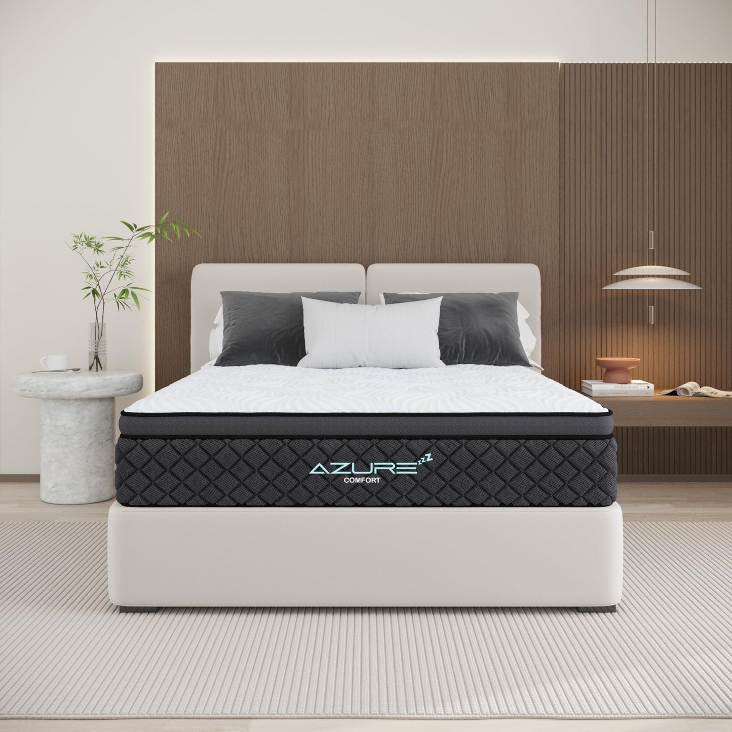 Azure 3FT Single Hybrid Mattress, 12-Inch Individual Pocket Spring & Gel Memory Foam, 7-Zone Support, Motion Isolation, Medium Firm