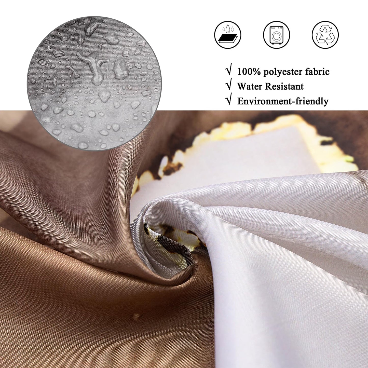 GCIREC Shower Curtain, 180x200cm, Brown Ombre Modern Abstract Art Marble Waterproof Fabric Machine Washable Bathroom Curtain with Hooks