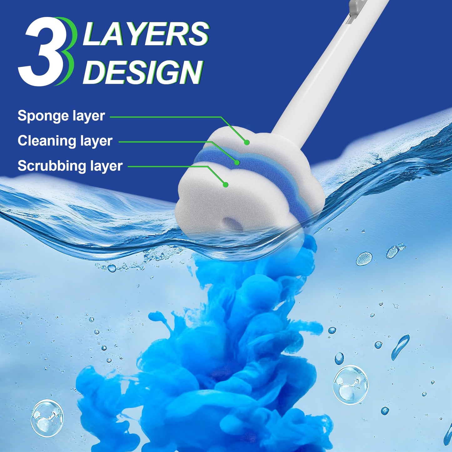 Disposable Toilet Brush and Plunger Set, Dual Handdle Toilet Plunger, All-in-1 Bathroom Cleaning Kit with 18PCS Refills