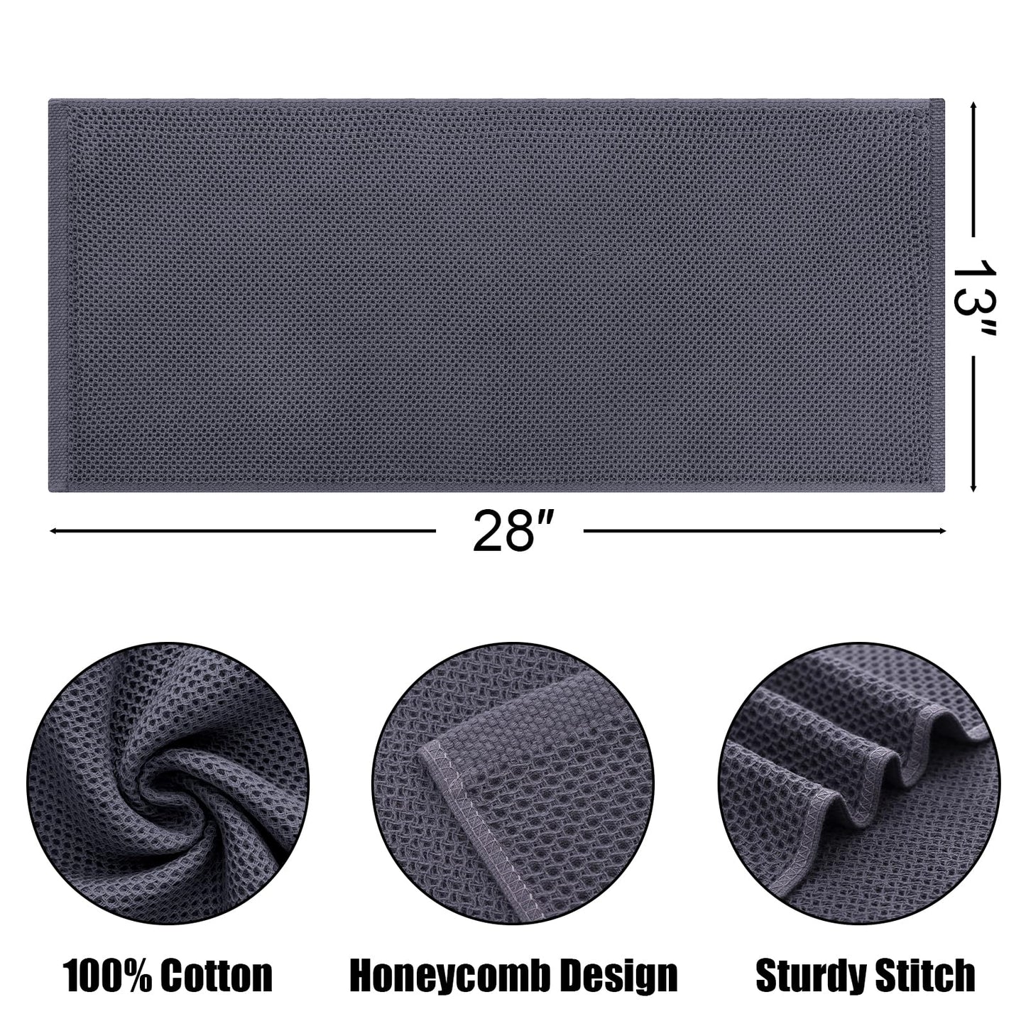 Kitinjoy 100% Cotton Waffle Weave Kitchen Towels, 4-Pack Super Soft and Absorbent Dish Towels for Drying Dishes, Kitchen Hand Towels, 13 in x 28 in