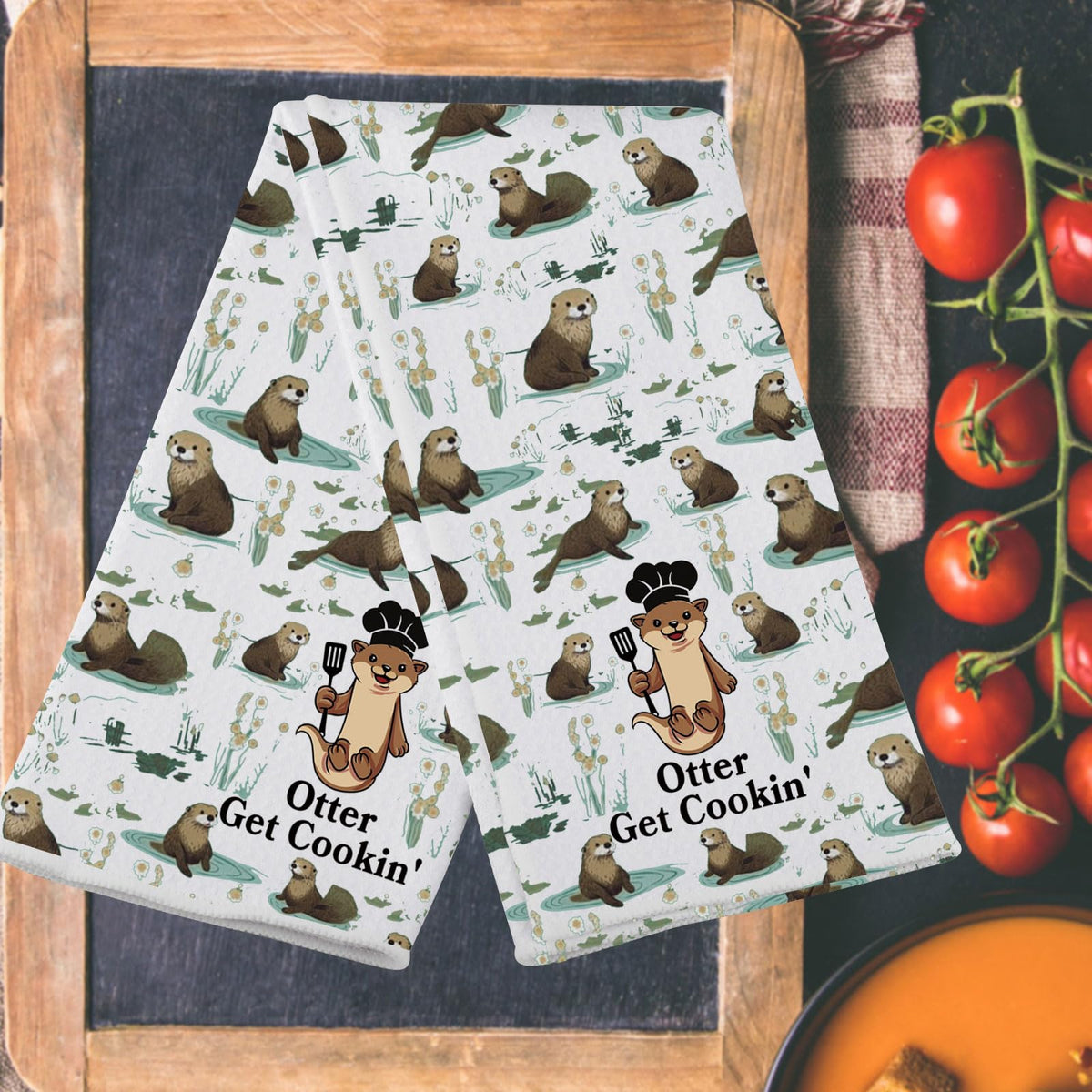 MYSOMY Otter Kitchen Towels Otter Kitchen Gifts Sea Otter Dish Towels Otter Get Cookin' Otter Kitchen Accessories Otter Get Cookin kt UK