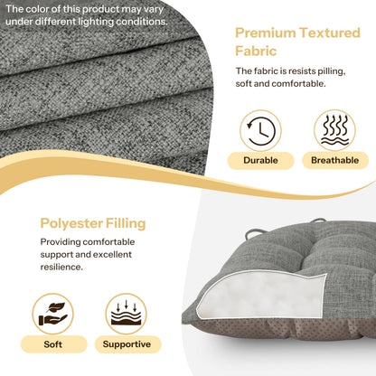 FlyGulls Chair Cushions for Dining Chairs Set of 2 46x42x7.6 cm Light Grey
