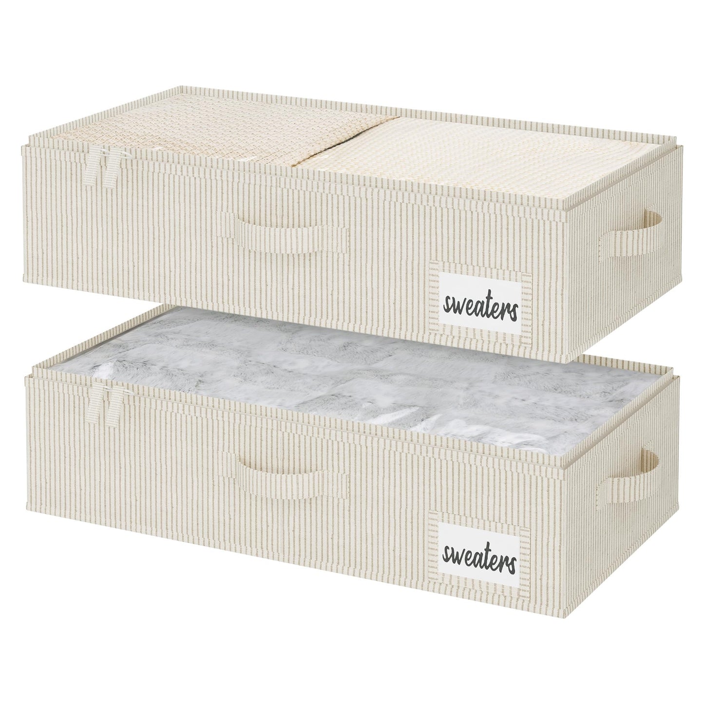 StorageWorks Under Bed Storage Containers with Handles and Label Holder, 2 Pack Ultra-thick Fabric Underbed Bins, Closet Organizer for Clothes