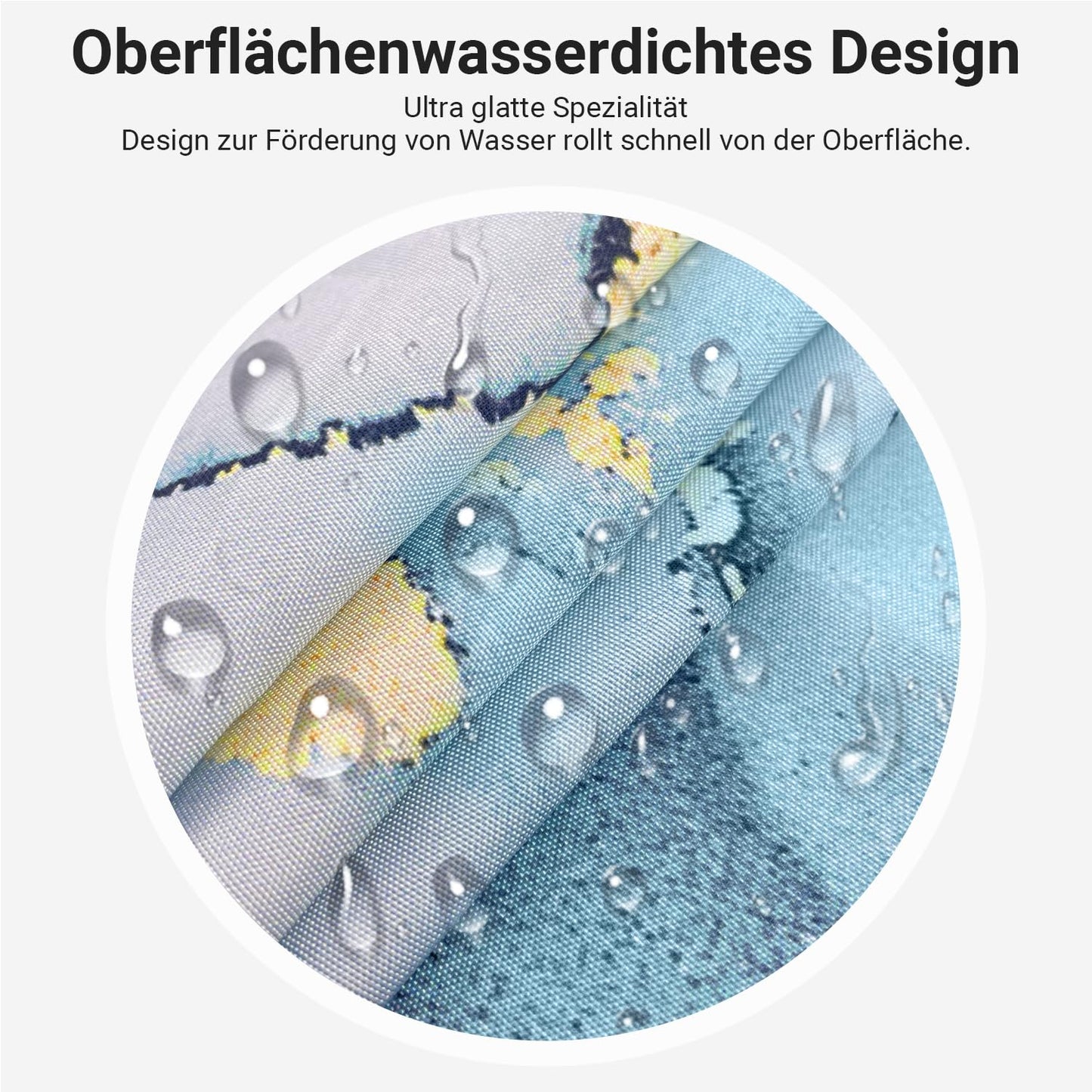 Lerores Shower Curtain, 120 x 200 cm, Light Blue Marble, Weighted Hem, Anti-Mould, Water-Repellent