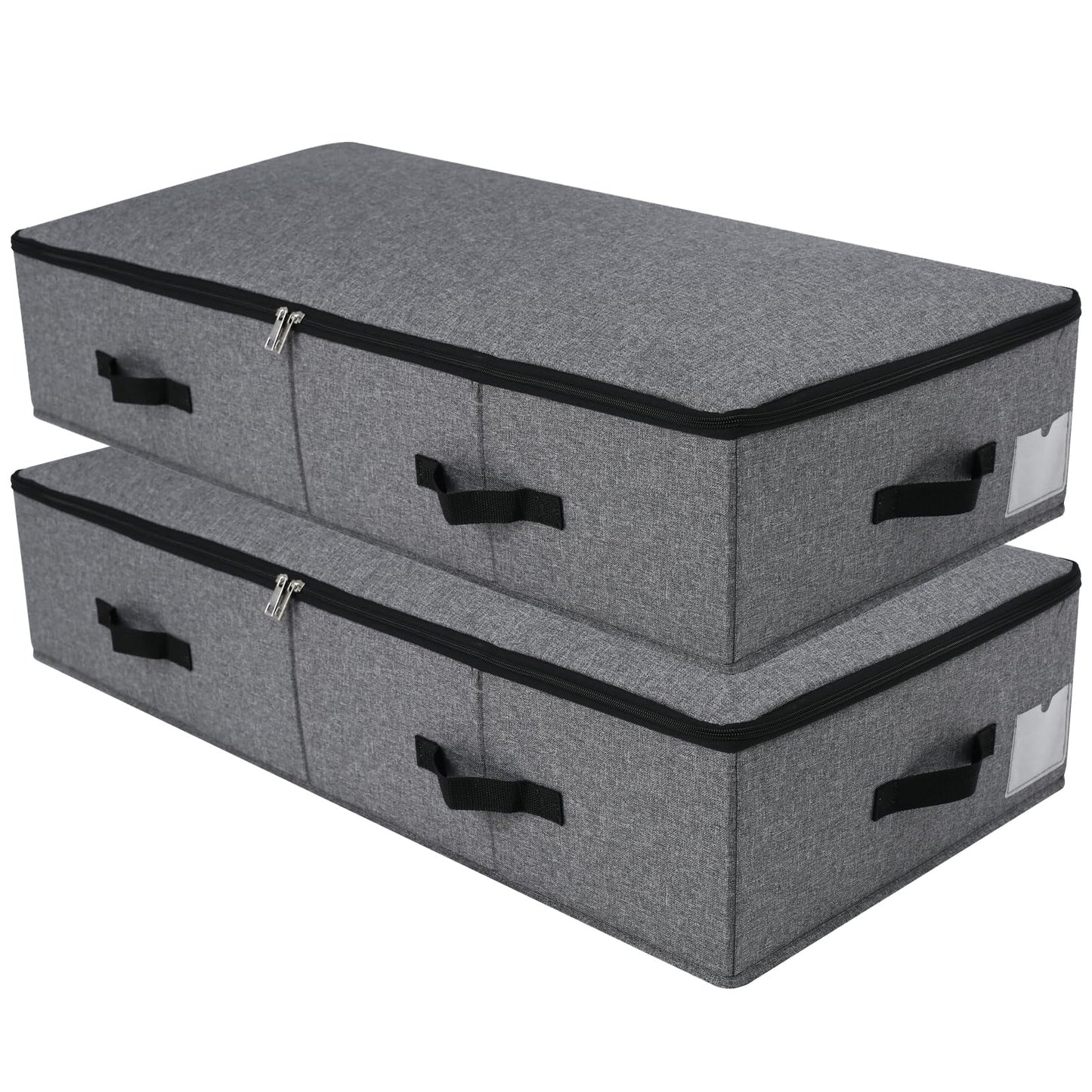 Omygarden Foldable Under Bed Storage Box with Plastic Support Liner, 6 Handles, Zipper Lid