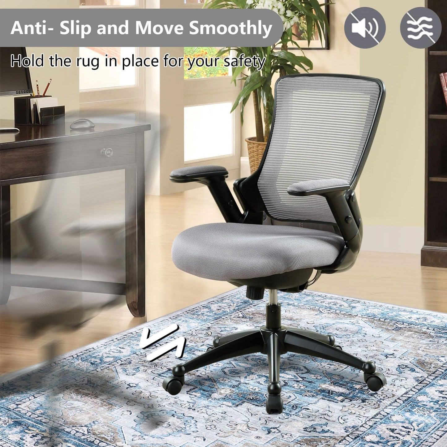 Homcomodar Office Chair Mat for Hardwood Floor Blue 90x120cm, Chair Floor Protection Mat Computer Desk Chair Mat for Hard Floor Non Slip Rubber Mats