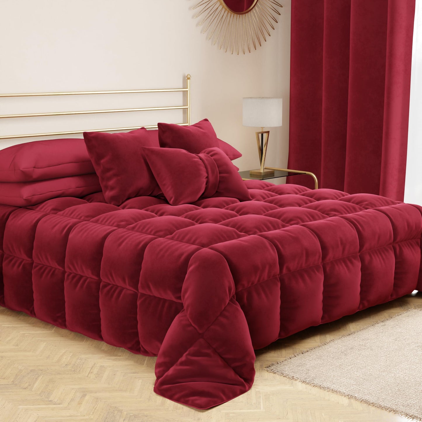 PETTI Artigiani Italiani - Velvet Cushions with Filling, Cushion for Bedroom, Sofa and Living Room with Pouch, 2 Pieces Burgundy - 50 x 50 cm
