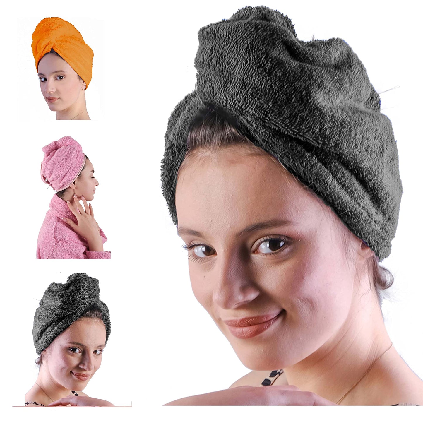 LLAMAXY Hair Towel 100% Pure Organic Cotton Hair Drying Towels Adult Child Hair Wraps Hair Turban
