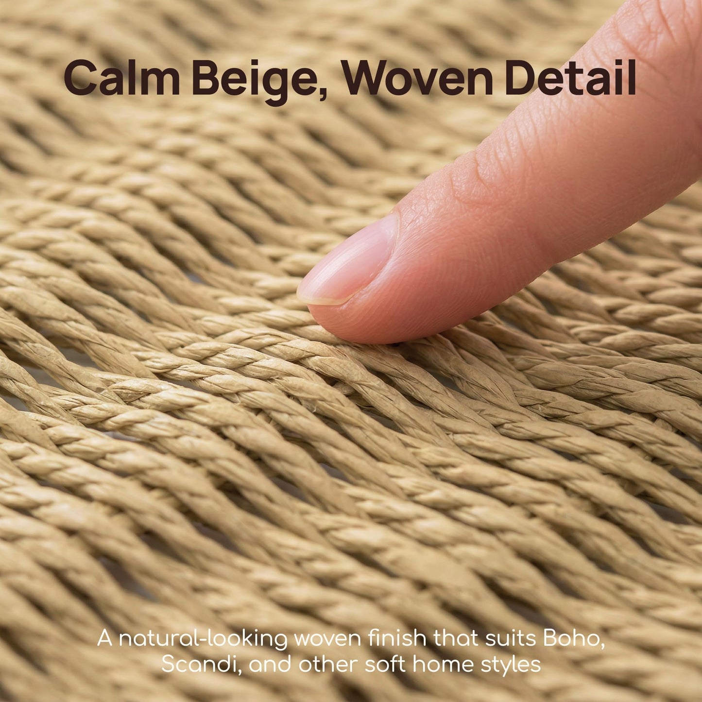Viviendo Woven Storage Baskets Set of 2, Beige Rope Bins for Shelves