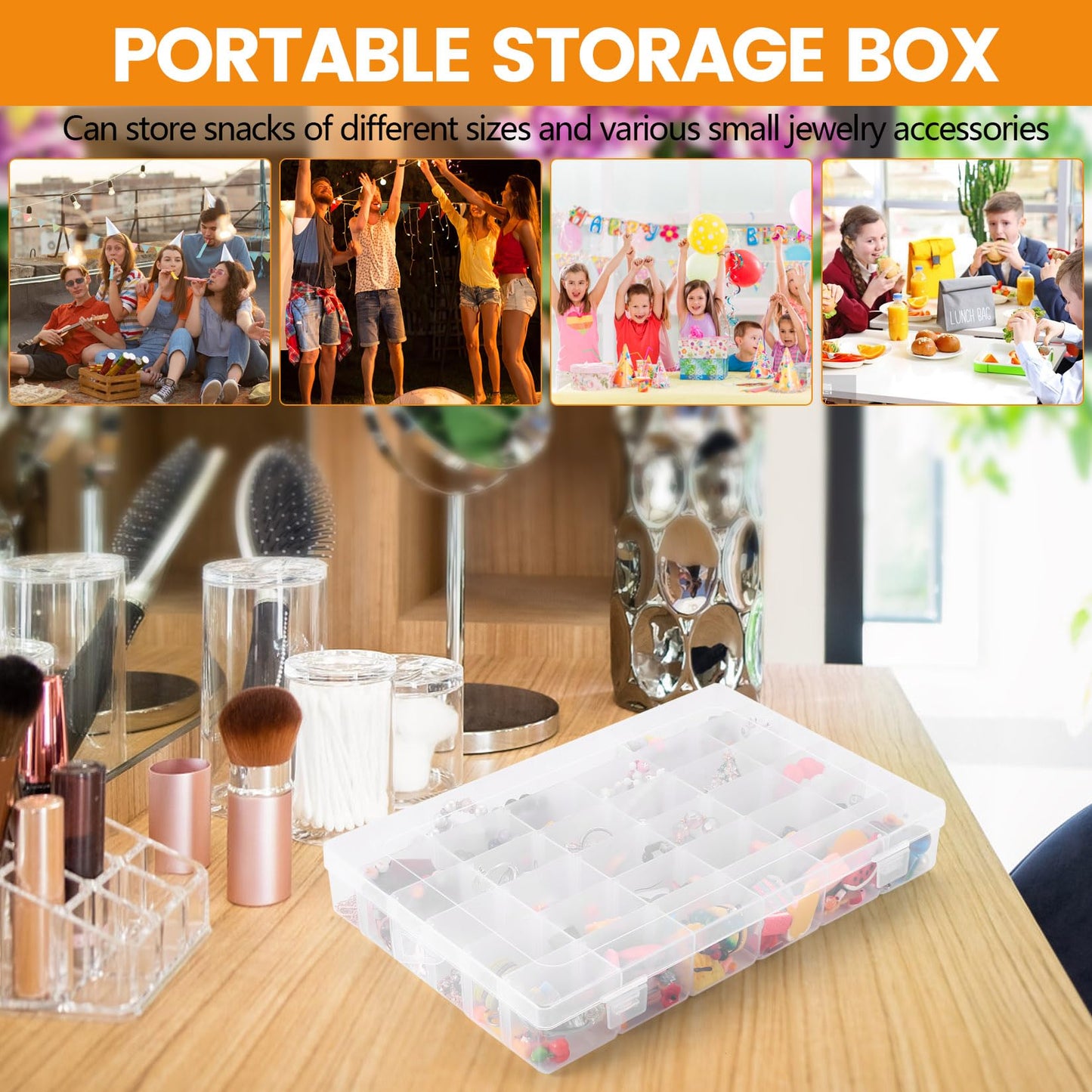 McBlast 1 Pc Stackable Snack Box 36 Removable Grids