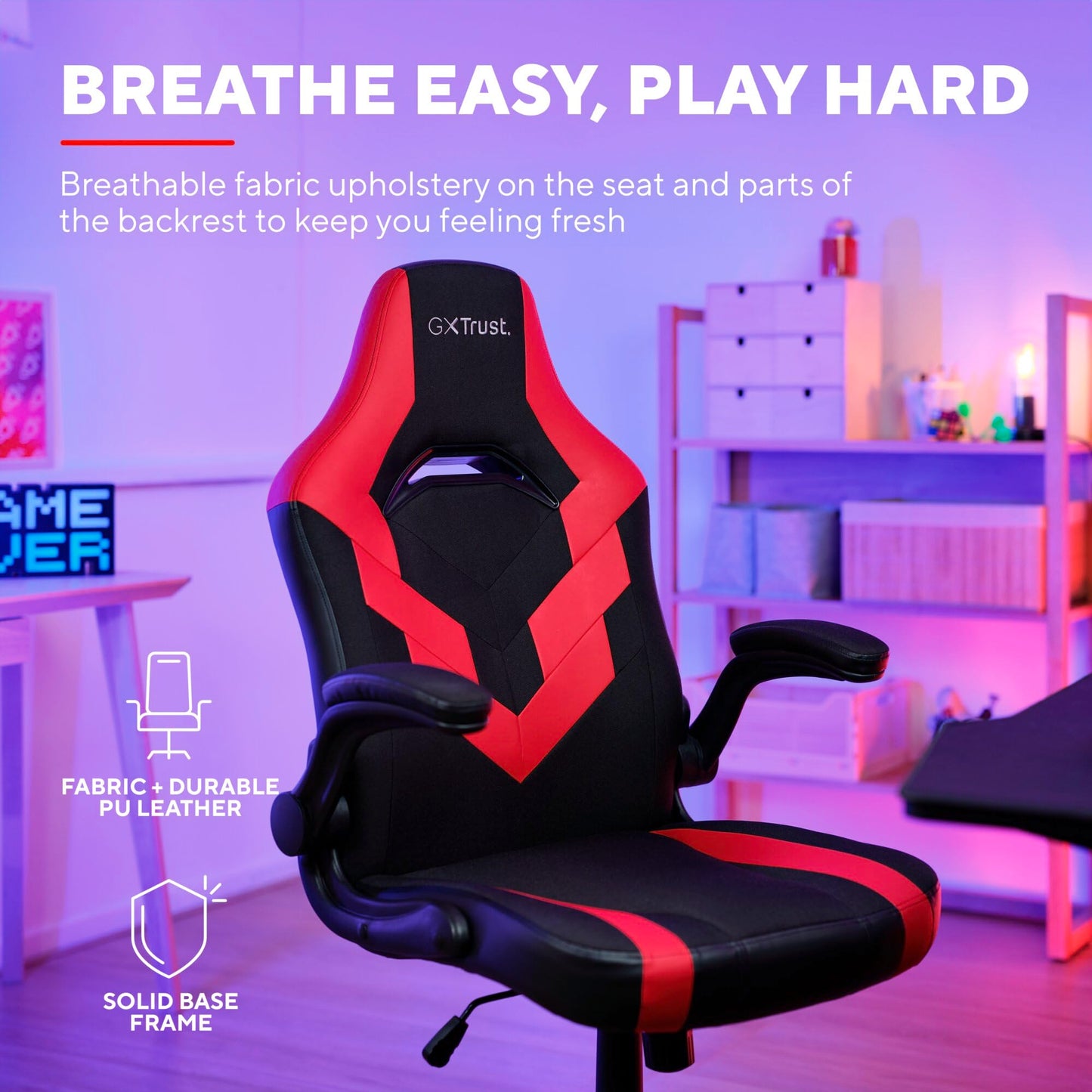 GXTrust Yezz Gaming Chair with Padded Arm Rest, Red