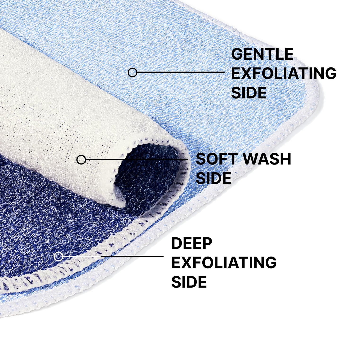 ZOMCHI Exfoliating Wash Cloths for Face and Body, 2 Pack, Blue