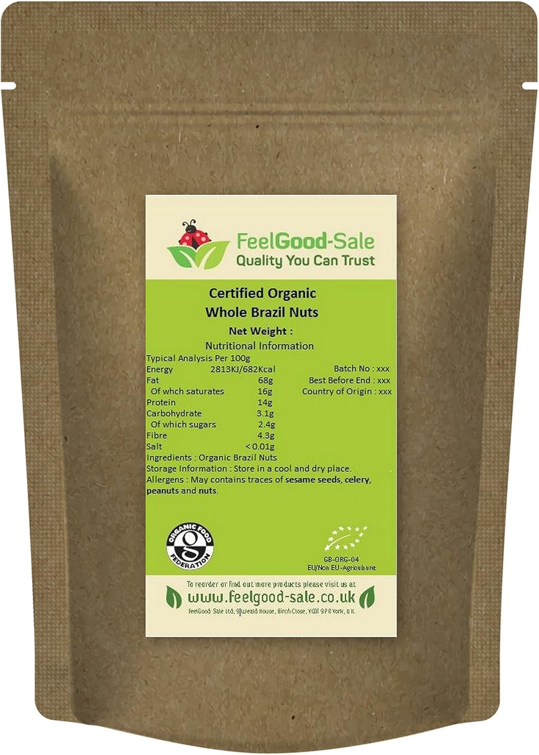1kg Organic Brazil Nuts Certified Whole