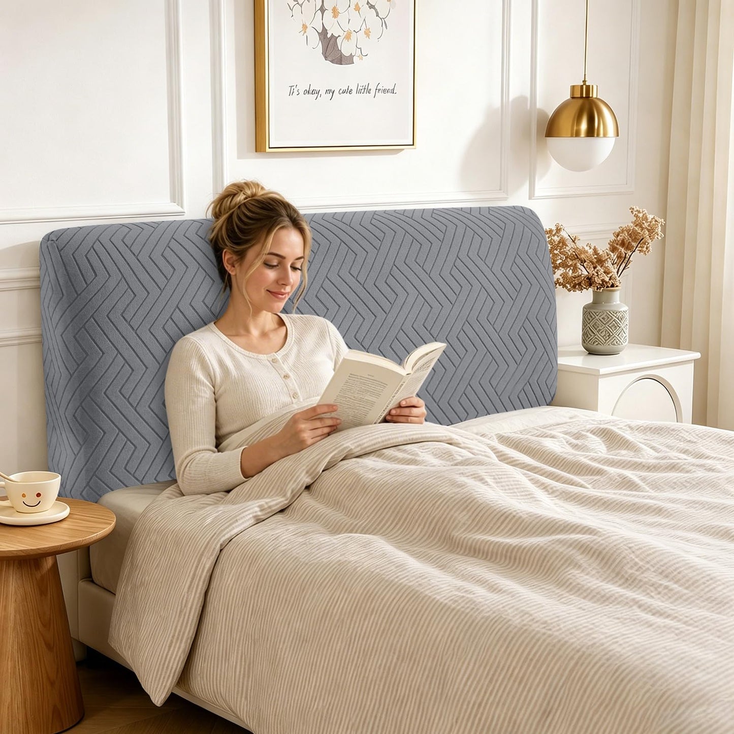CYCMACO Elastic Bed Headboard Cover, 200 cm, Soft Stretch Bed Headboard Cover, Dustproof Bed Headboard Covers, Modern Bed Headboard Cover, Universal