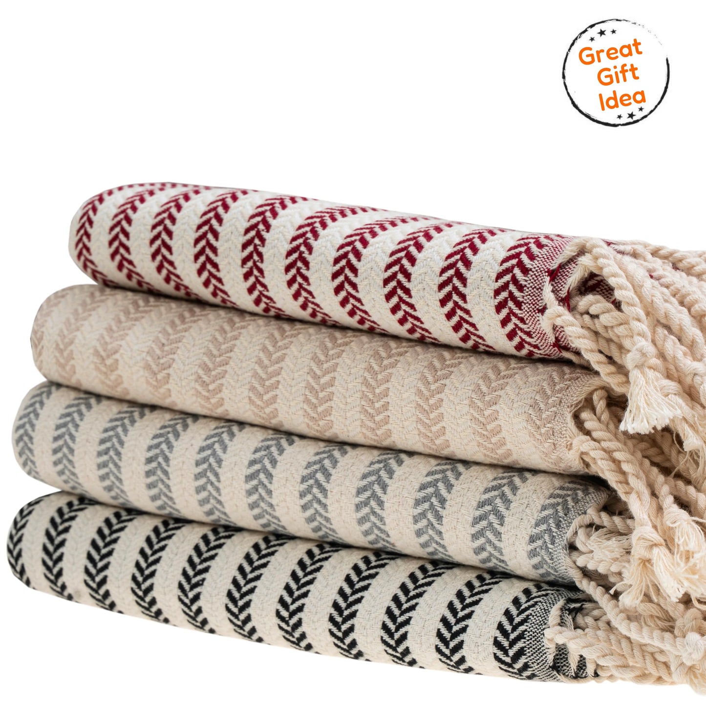 Blue Beach Turkish Towel Striped - 90 x180cm Large Turkish Hammam Peshtemal Towel - Super Absorbent, Quick Dry, Lightweight