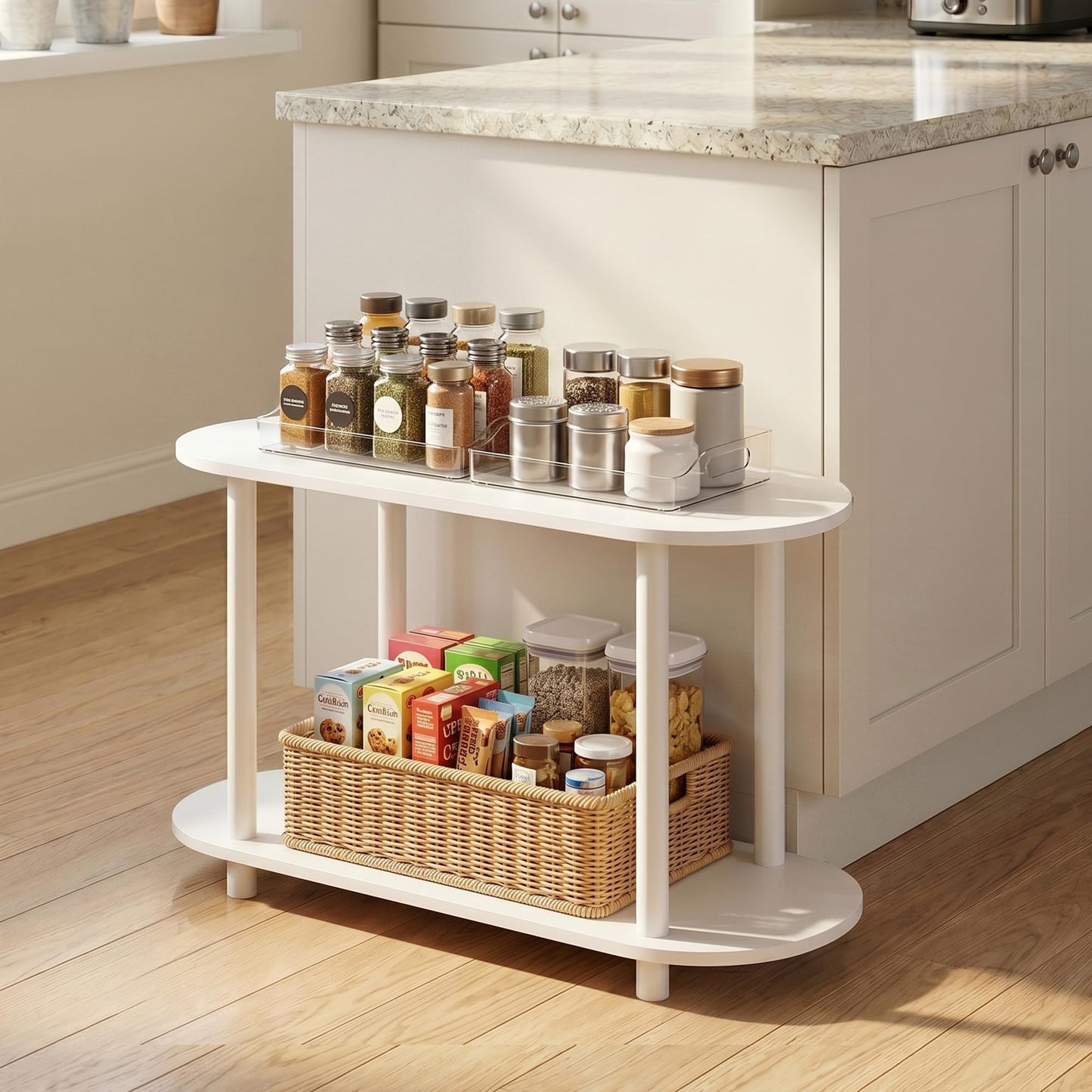 Furinno TURN-N-TUBE Oval Display Shelf, 4-Tier Book Shelf, Oval Storage Shelves, Toolless Open Shelves, Round Tubes, for Organization and Storage