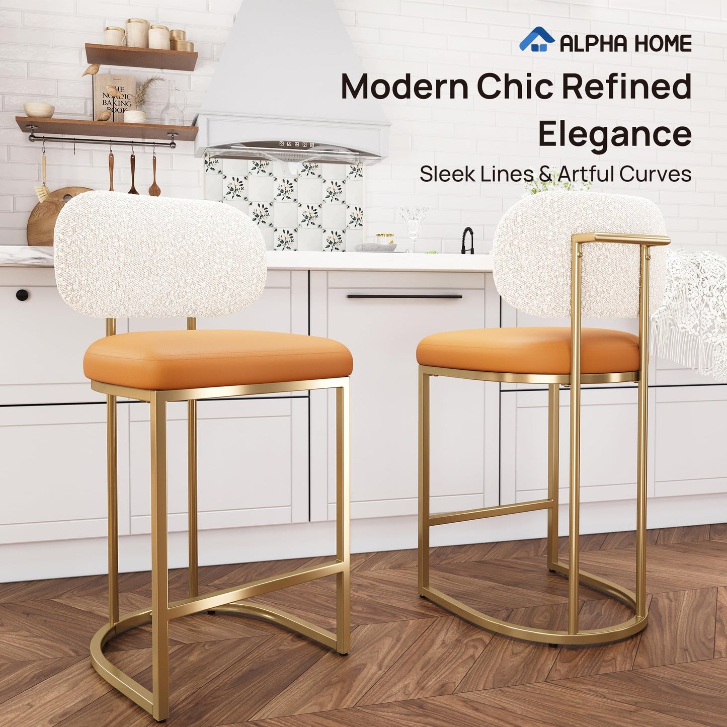 ALPHA HOME Bar Stools Set Counter Chairs with Backs and 9 CM Seat