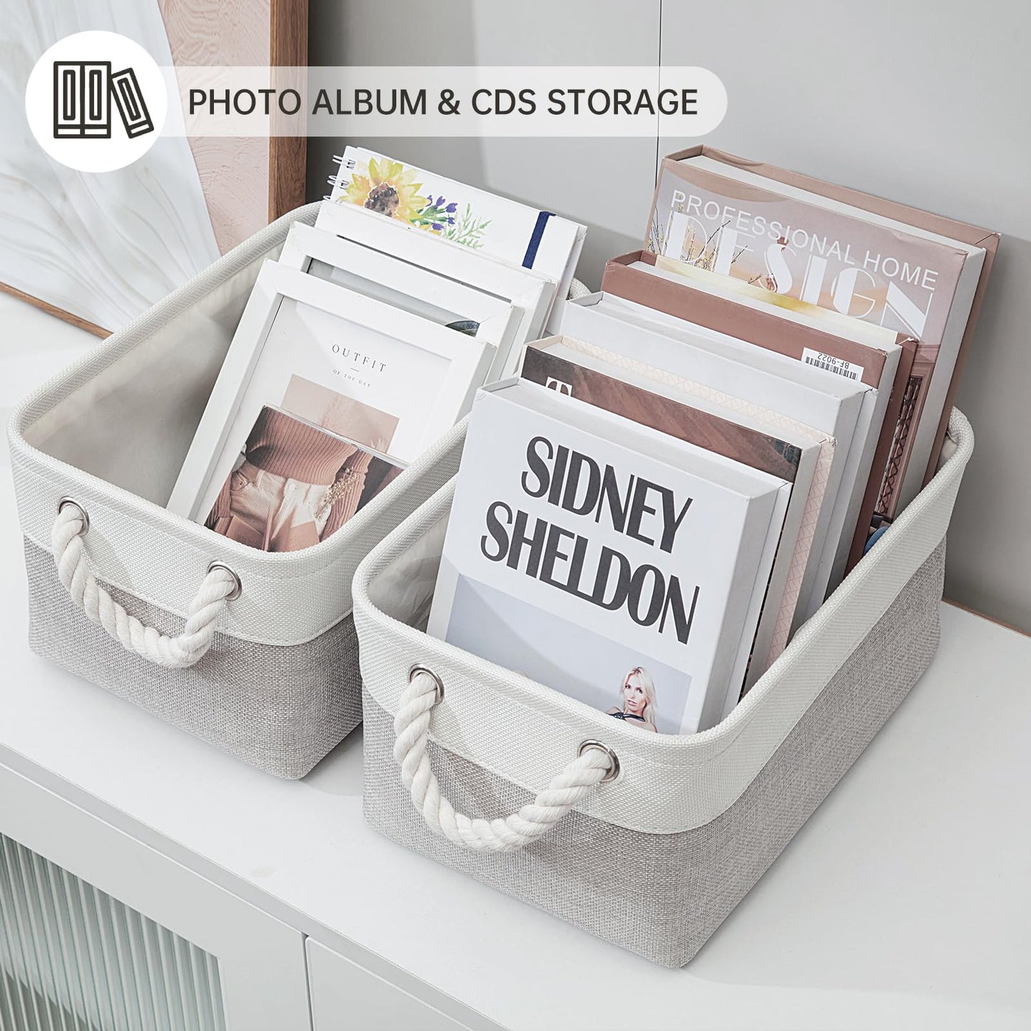 Small Storage Baskets With Handles, Fabric Canvas Material Storage Box for Home Office Products Organize, Small Storage Box Fit Cat Dog Toy