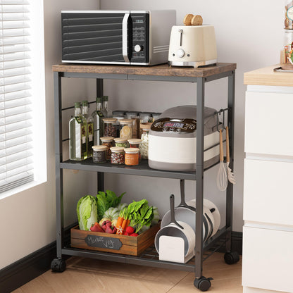 Ornestia 3 Tier Kitchen Trolley With Small Island for StorageBlack