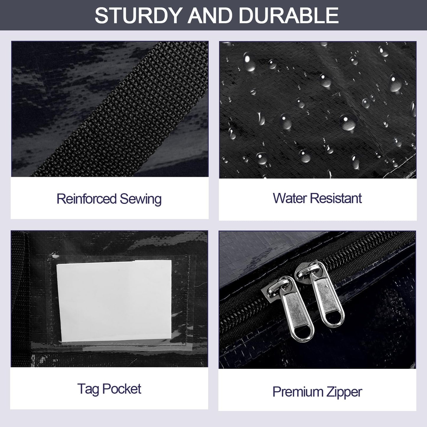 Zandrix 95L Waterproof Storage Bags Moving Boxes Bags with Lids - 2 Pack