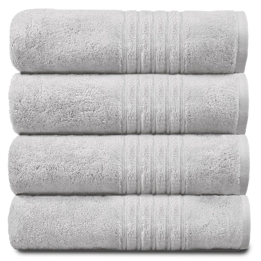 GC GAVENO CAVAILIA New Hampton Pack of 4 Bath Towel Set, 100% Ringspun Cotton, Extra Absorbent 450 GSM Luxury Bath Sheets, White, 4PK