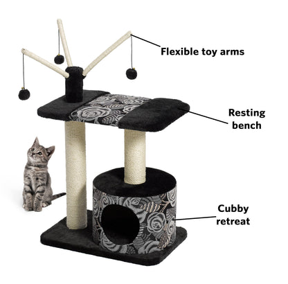 MidWest Homes for Pets Cat Tree, InchCarnival Inch Cat Furniture, 3-Tier Cat Activity Tree w/ Sisal Wrapped Support Scratching Posts and Dangle Play
