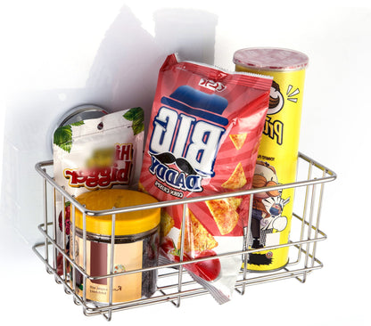 SANNO Suction Shower Caddy Shower Organiser Basket Shelf with Super Strong Suction Cups, Bath Organizer Kitchen Storage Basket for Gel Holder Bathroom