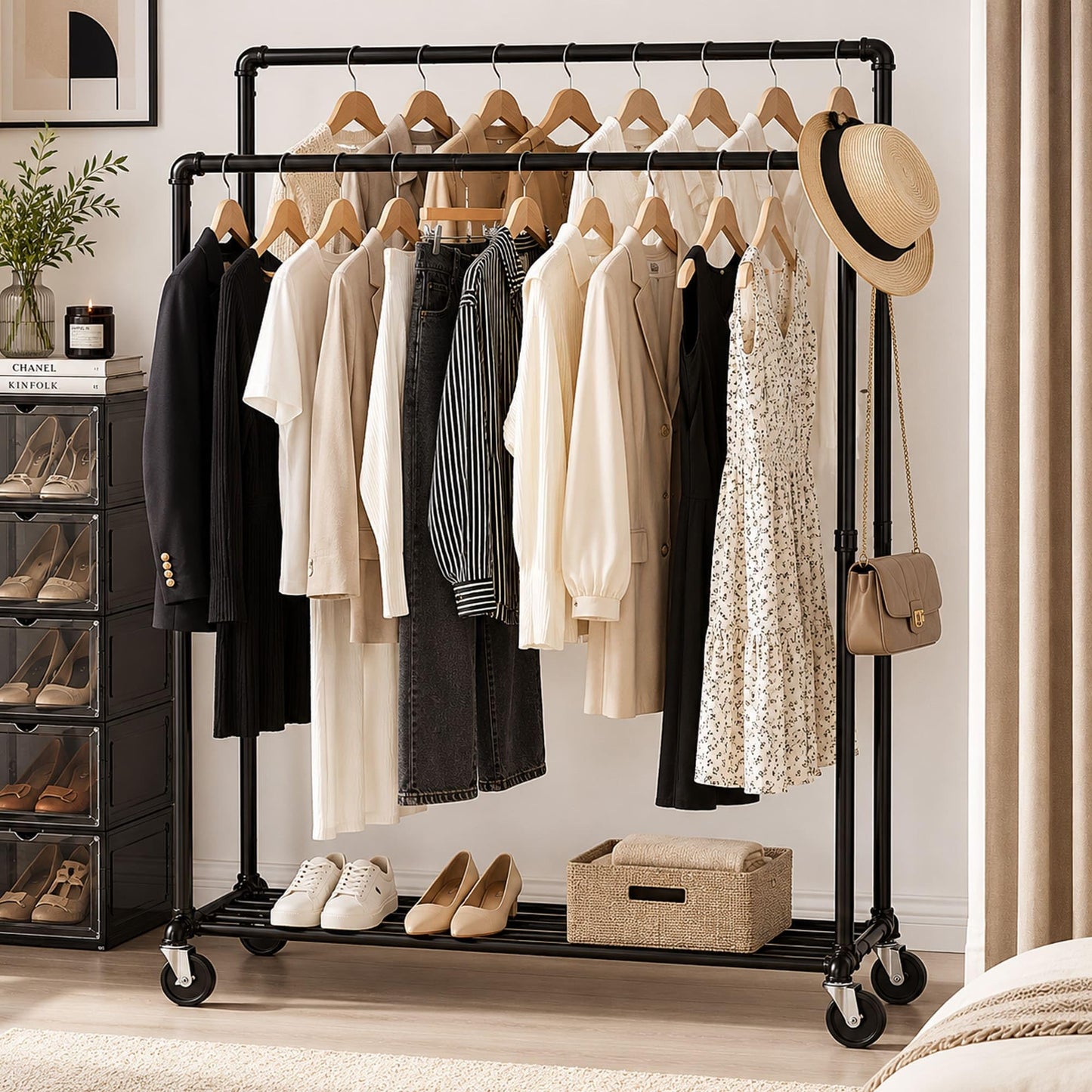 Tatkraft Pantera - Heavy Duty Clothes Rail, Holds up to 110 Kg, Black