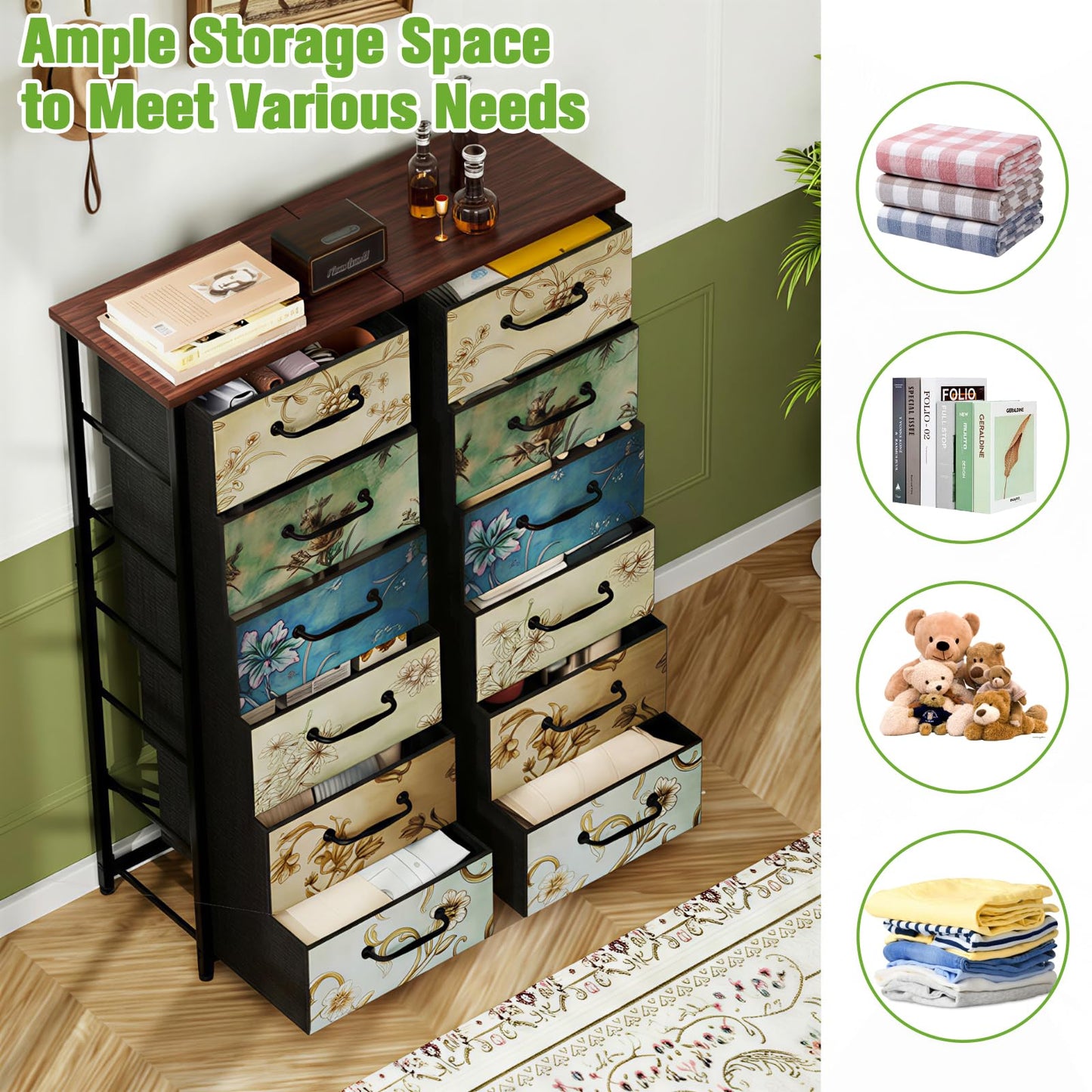 LNZHAO 6 Drawer Tall Chest of Drawers Bedroom