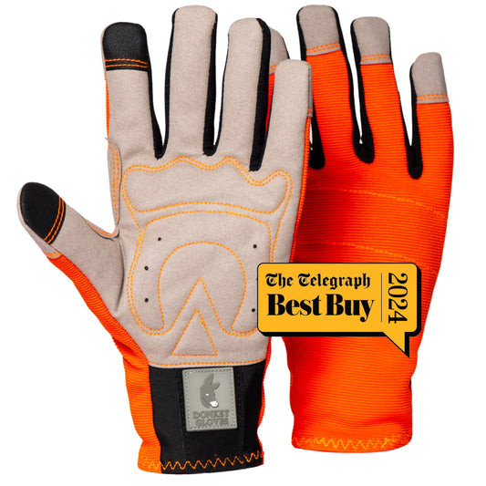 Donkey Gloves Multipurpose Gardening Gloves for Women & Men - Tough but Soft, Fitted Feel, Padded Work Gloves, Touch-tech, Bramble & Nettle Proof,