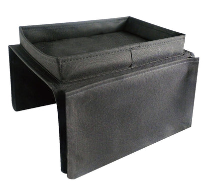 iN HOME Armrest Organiser with Table top for Snacks and Drinks - Sofa Arm Tray with Remote Control Holder - 6 Pocket Easy Access Storage for Books