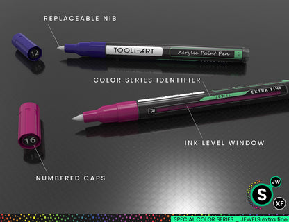 TOOLI-ART Acrylic Paint Markers Paint Pens Special Colours Set For Rock Painting, Canvas, Fabric, Glass, Mugs, Wood, Ceramics, Plastic, Multi-Surface.