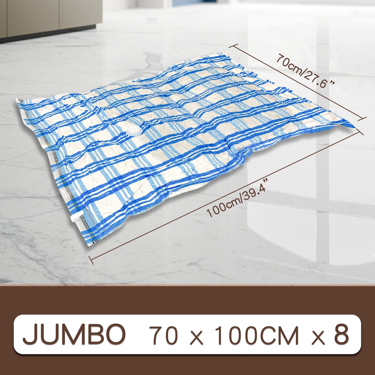 STORAGE MASTER Vacuum Storage Bags, Space Saver Bags 80% More Storage Space, With Hand Pump (8, Jumbo)