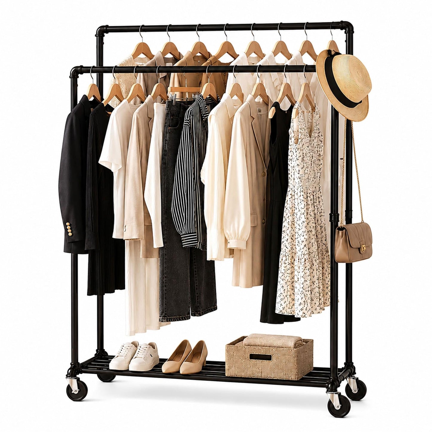 Tatkraft Pantera - Heavy Duty Clothes Rail, Holds up to 110 Kg, Black