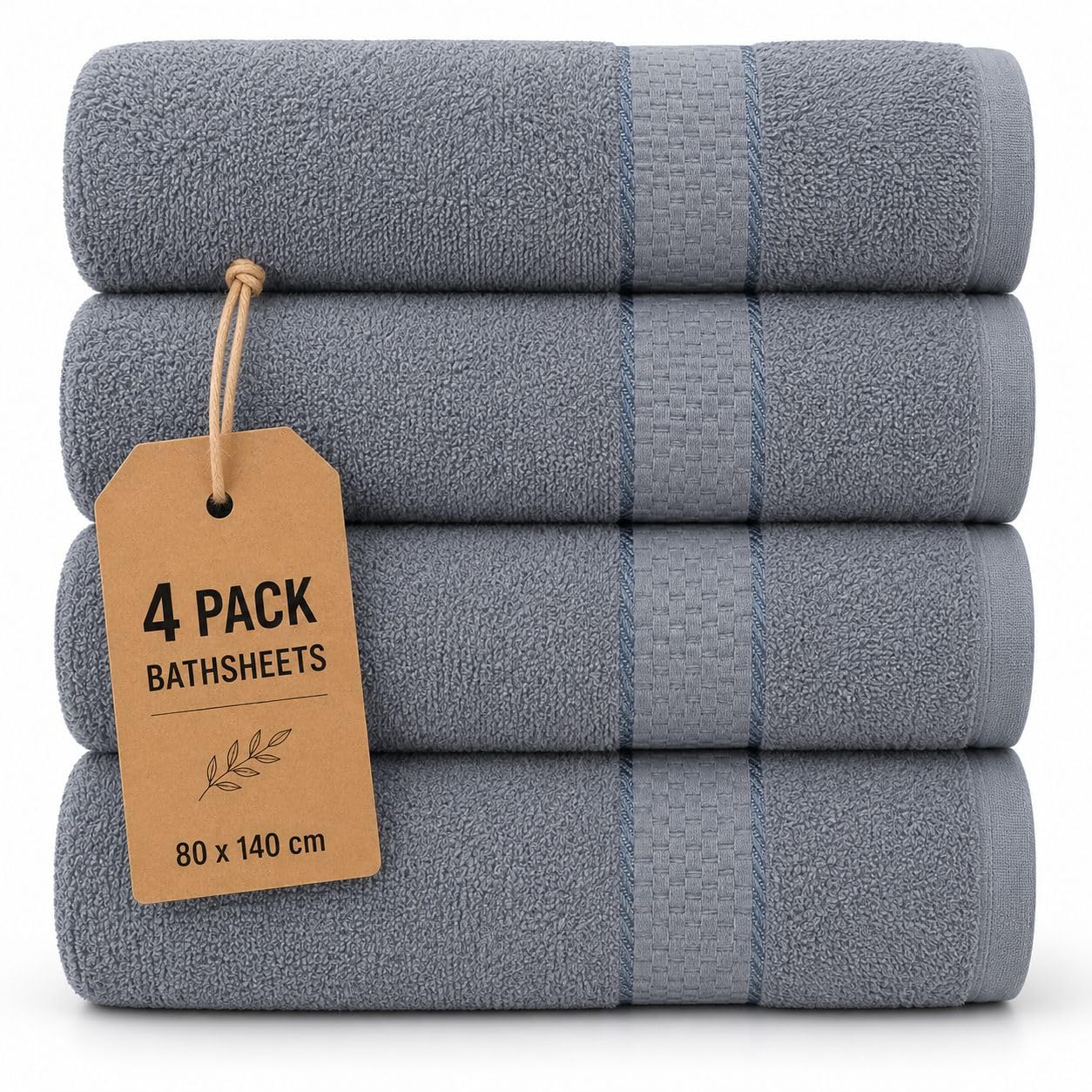 Casabella Luxury Pack Of 4 Bath Sheet 100% Egyptian Cotton Super Soft towel_Silver