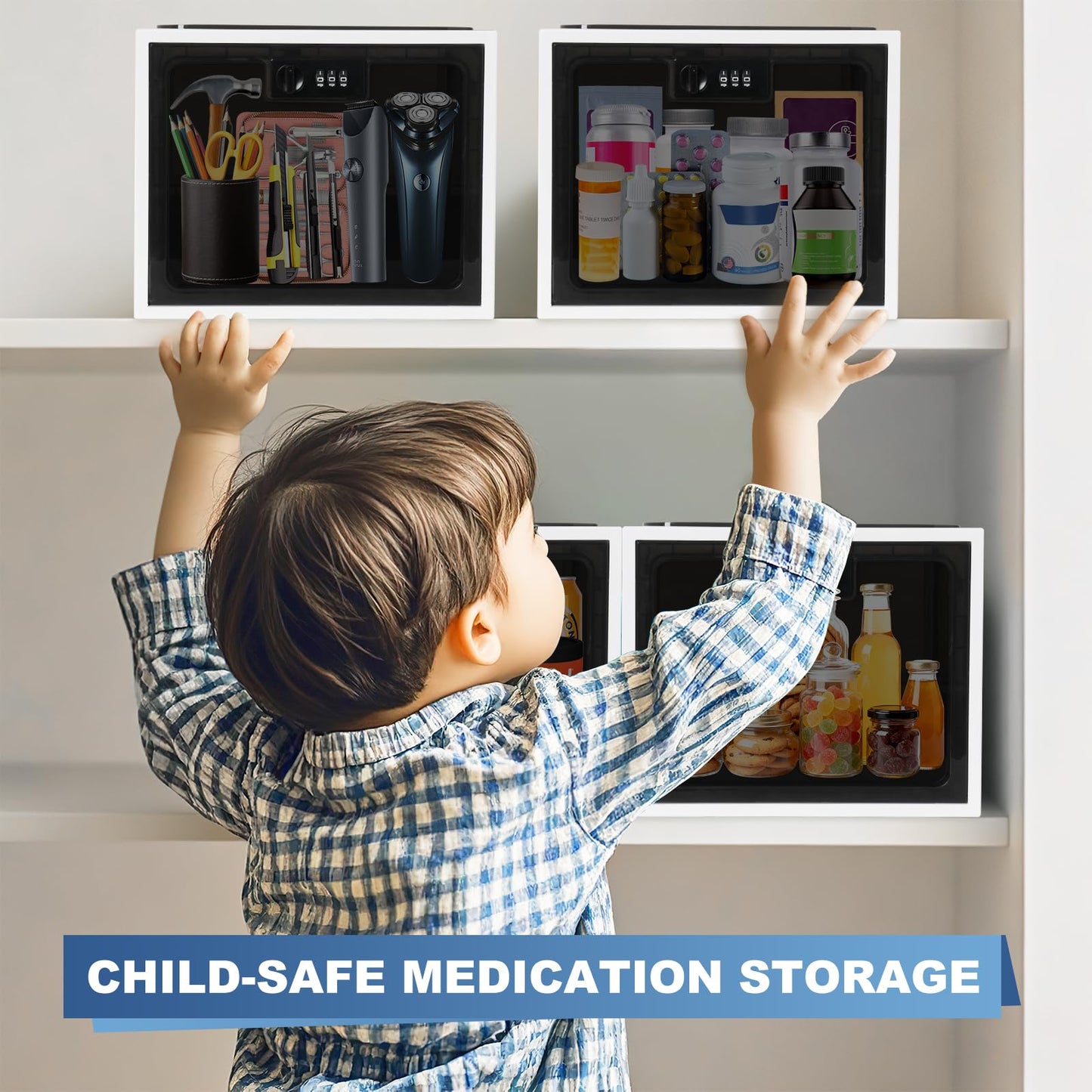 Gemaxvoled Lockable Medicine Box, 12.6L BPA-Free Lockable Storage Box for Child Safety