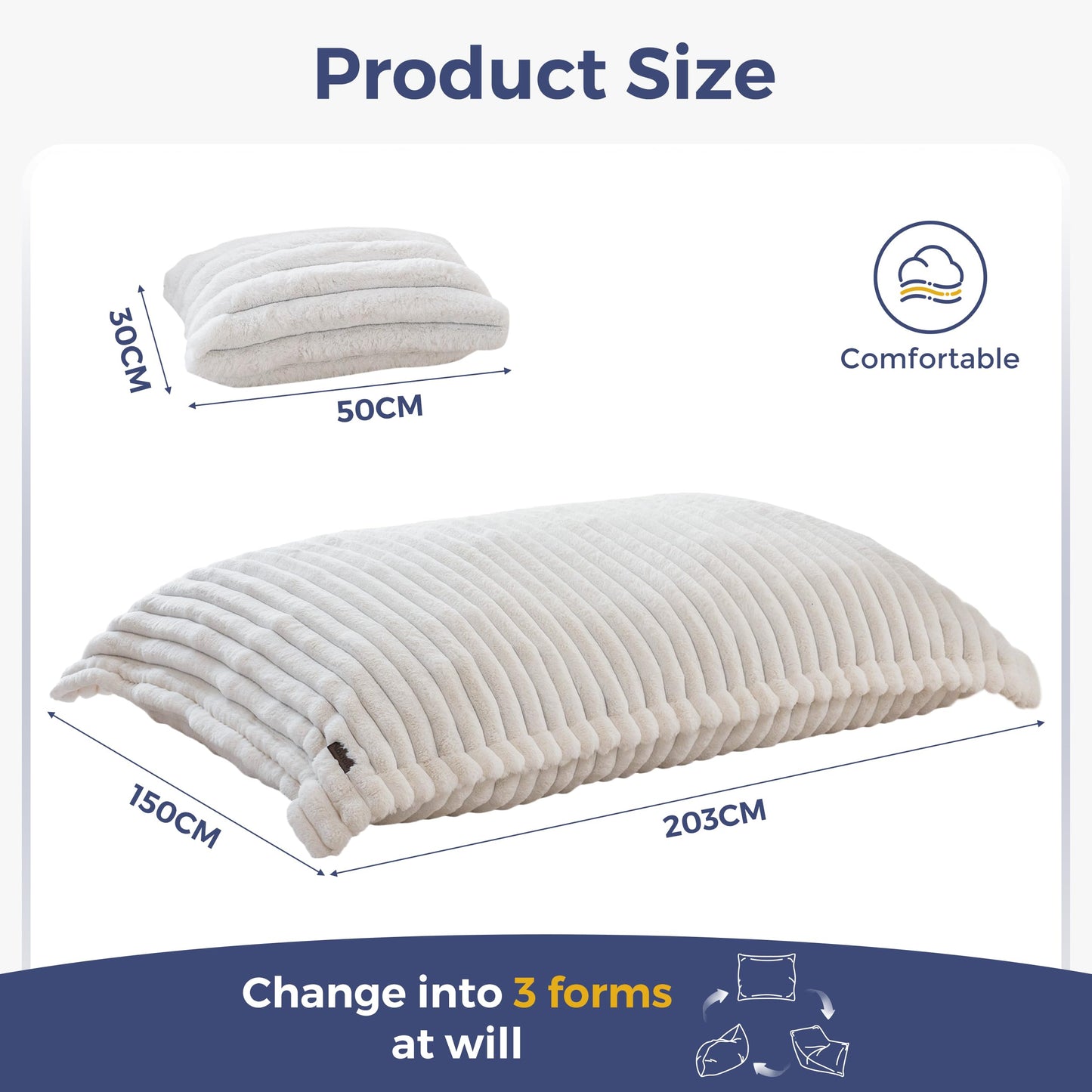 MAXYOYO Giant Bean Bag Chair,Faux Fur Lazy Lounge Chair with Foam Filling
