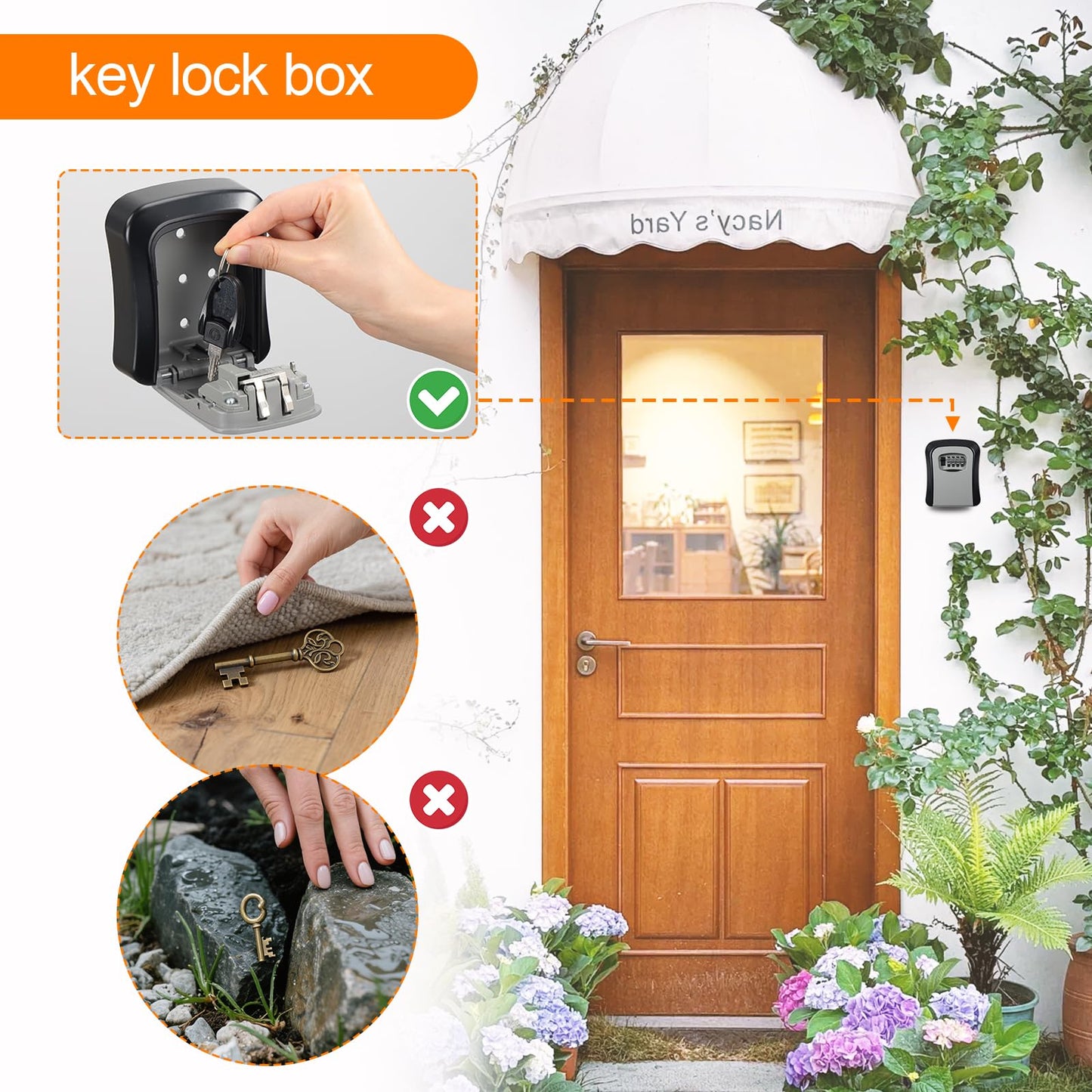 Key Safe Wall Mounted, Key Safe Lock Box outdoor with 4 Digit Combination, Heavy Duty Waterproof Key Cabinet for Home Garage School