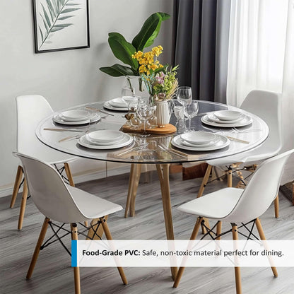 Round Clear PVC Table Protector, Heat Resistant & Waterproof, Clear Round 120cm