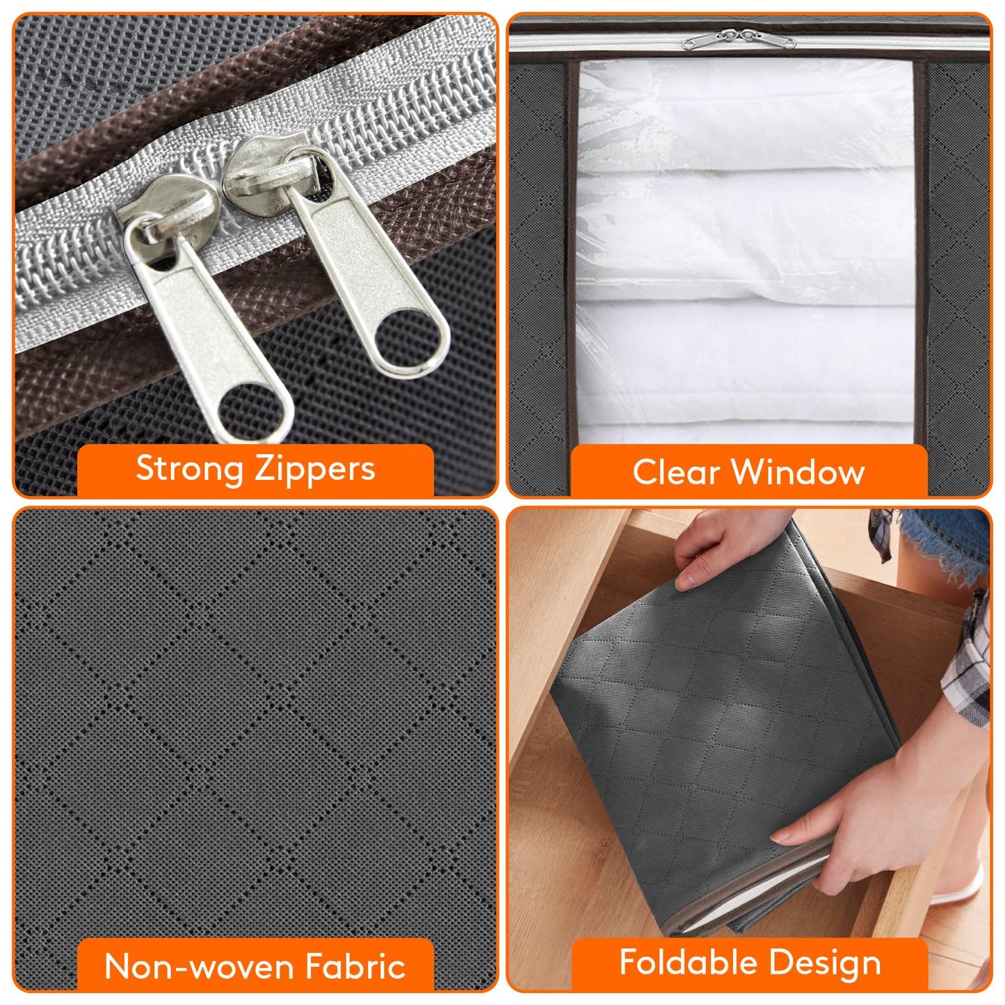Lifewit 105L Clothes Storage Bags Large Storage Box With Lid Packing Boxes for Moving House With Reinforced Handle Thick Fabric Clear Window for
