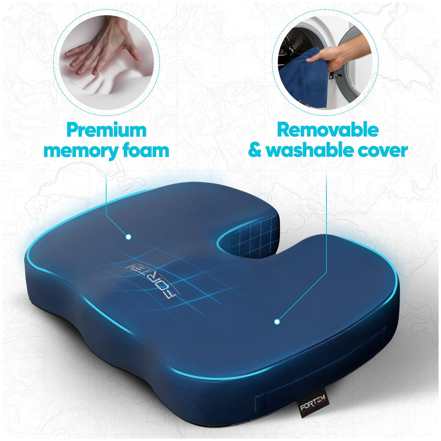 FORTEM Seat Cushion, Office Chair Cushion, Memory Foam Pillow for Sitting